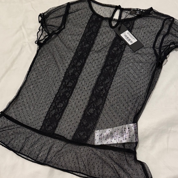 MOTEL NWT Amrita Unlined Top in Dobby Mesh Black - Picture 12 of 12